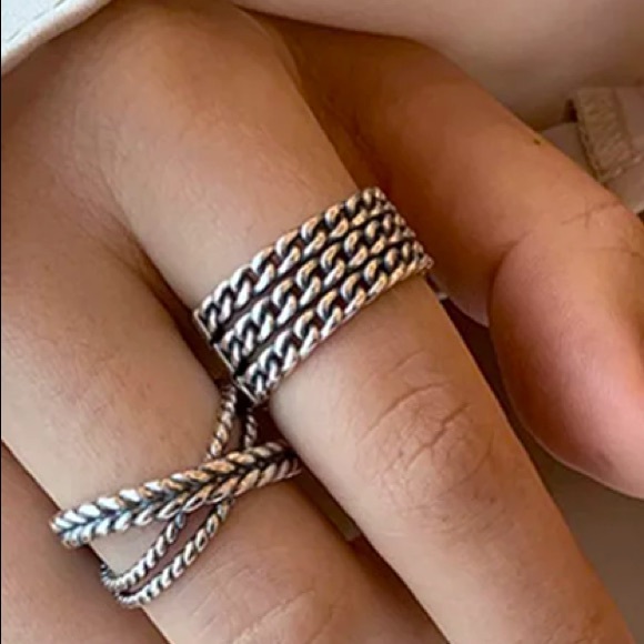 ⛓Insta  ring chain ring sterling silver ring - Picture 2 of 6
